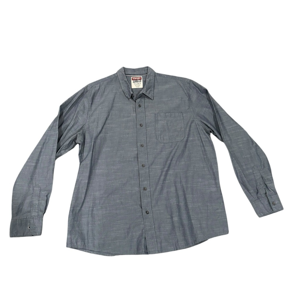 Wrangler Jeans Co Premium 100% Cotton Workmen’s Gray Button-Up Shirt-size XL